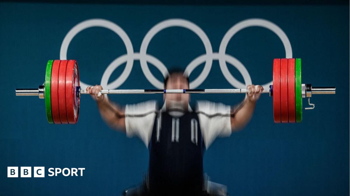 A weightlifter at the 2024 Paris Olympics