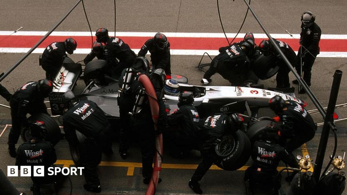 A McLaren pit-stop at the Spanish Grand Prix in 2001