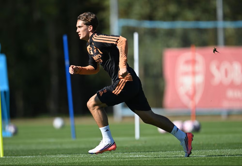 Max Dowman in training with Arsenal (Photo via Arsenal.com)