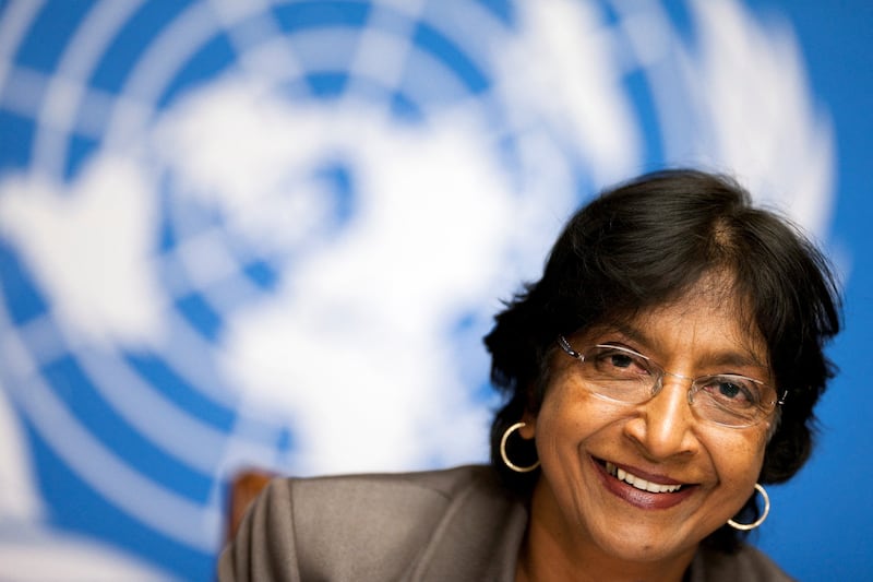 U.N. High Commissioner for Human Rights Navi Pillay addresses a news conference on the situation in Tunisia at the European headquarters of the United Nations in Geneva, Switzerland January 19, 2011.