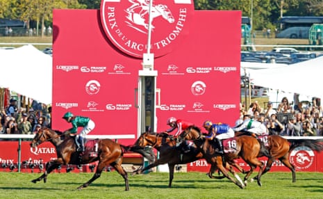 Daryz crosses the line for victory in the Prix de l’Arc de Triomphe.