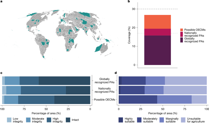Global conservation area coverage substantially exceeds current estimates
