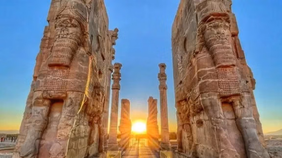 The Gate of All Nations (also known as the Xerxes Gate) at the ancient ceremonial capital of Persepolis in Fars Province, Iran.