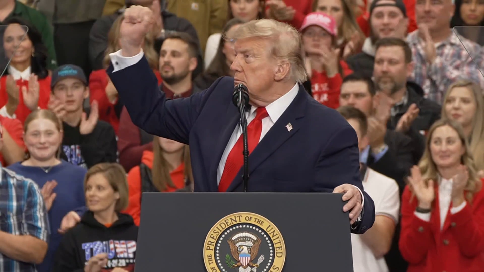 <p>President Donald Trump delivers remarks at a midterm rally in Alaska, urging voters to vote for Republican incumbent Dan Sullivan.</p>