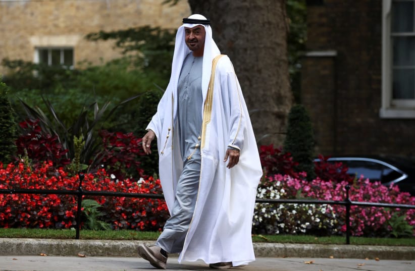 Abu Dhabi's Crown Prince Sheikh Mohammed bin Zayed al-Nahyan arrives at Downing Street, London, Britain, September 16, 2021.