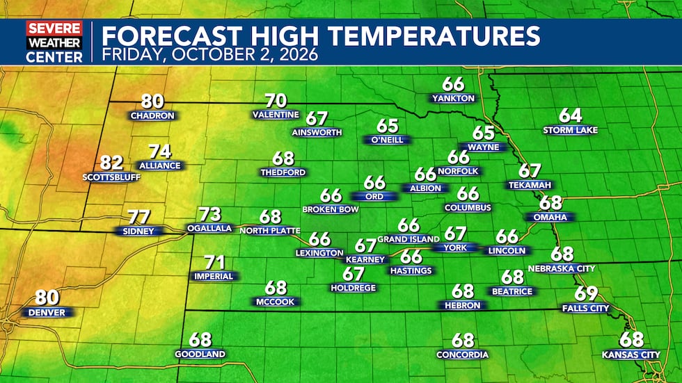 Friday, October 2nd Forecast Highs