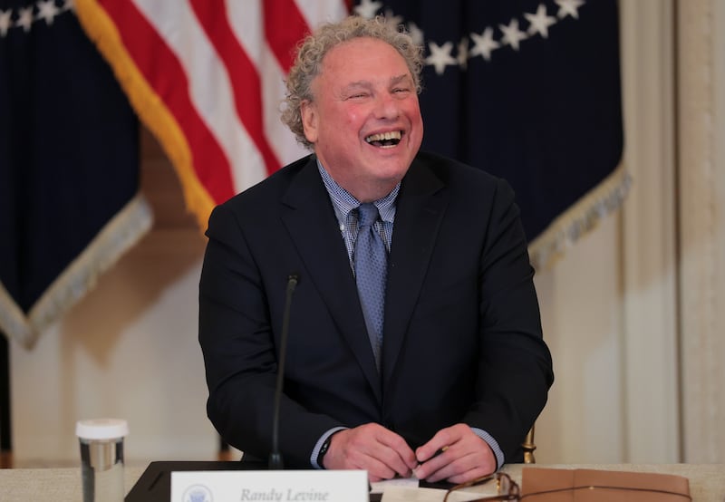 WASHINGTON, DC - MARCH 06: New York Yankees President Randy Levine reacts during a roundtable discussion on college sports in the East Room of the White House on March 06, 2026 in Washington, DC. The Trump administration held the roundtable titled "Saving College Sports" with leaders from the Power Four conferences, media executives and former coaches. (Photo by Anna Moneymaker/Getty Images)