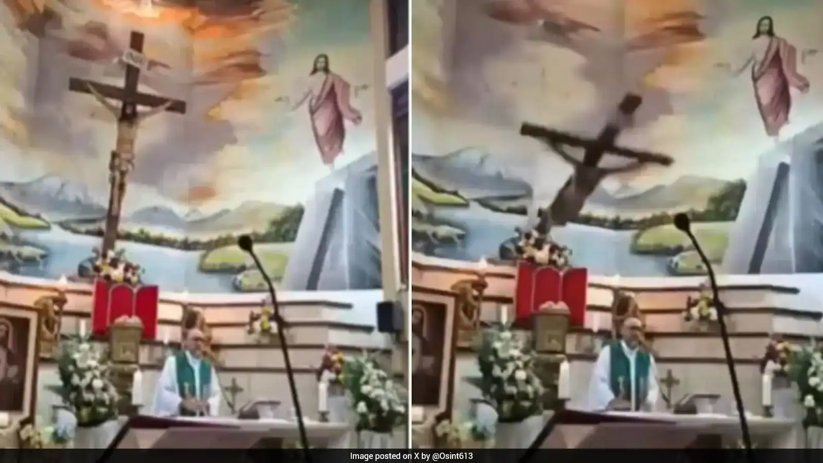 On Camera, Priest Crushed Under Massive Crucifix In Front Of Worshippers