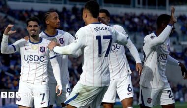 Pedro Neto celebrates his goal with Chelsea team-mates