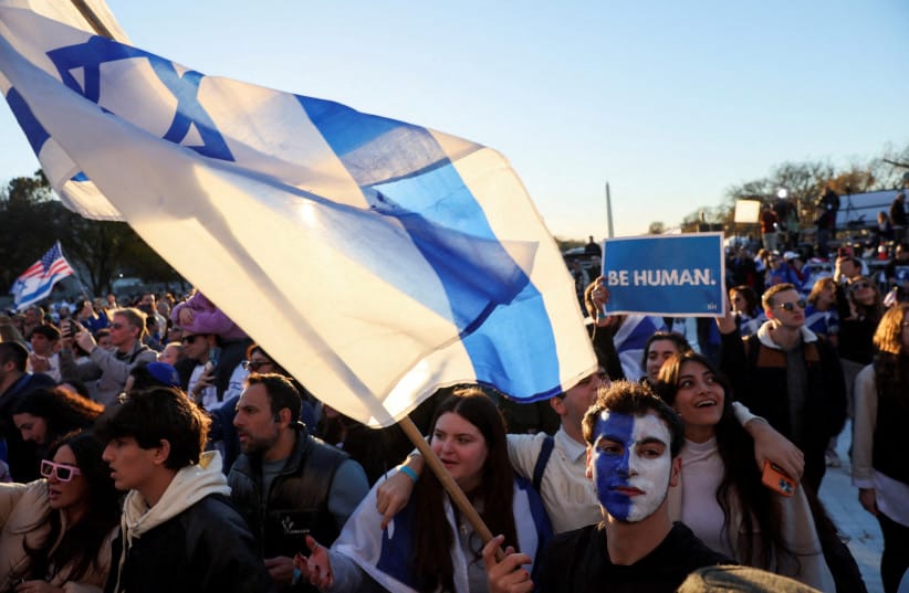 American Jews and their supporters participate in the March for Israel in Washington, DC.