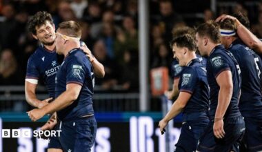 Edinburgh celebrate a try in their win over Stormers