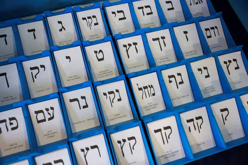 Ballot papers in a tray at a distribution centre.