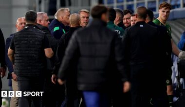 The Republic of Ireland and Israel clash during Sunday's game in Serbia
