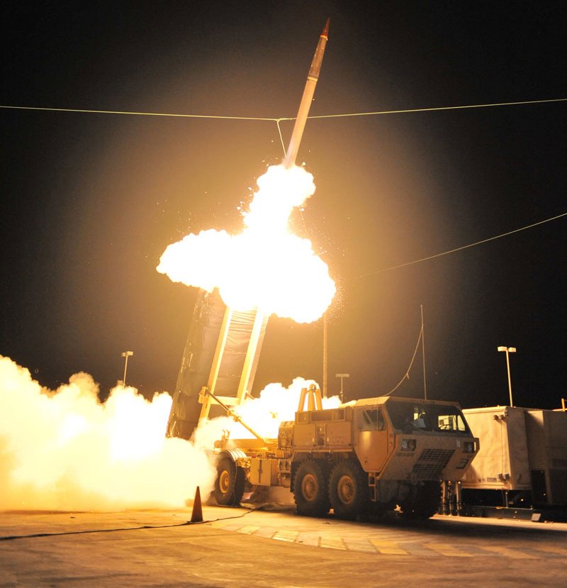 The test launch of a THAAD interceptor.