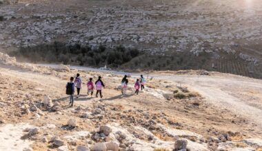 Children walked in the Israeli-occupied West Bank on Sept. 16.
