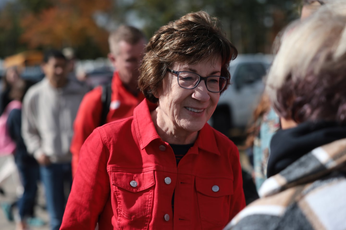 FRYEBURG, MAINE - OCTOBER 09:U.S. Sen. Susan Collins (R-ME)  campaigns at the Fryeburg Fair, one of Maine’s oldest and biggest fairs, on October 09, 2026 in Fryeburg, Maine. Collins, a Republican, is in a tight race with Democrat Troy Jackson. (Photo by Spencer Platt/Getty Images)