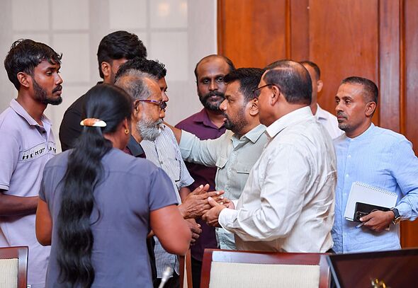 President Anura Kumara Dissanayake (fourth from right) recently met Anojan's family