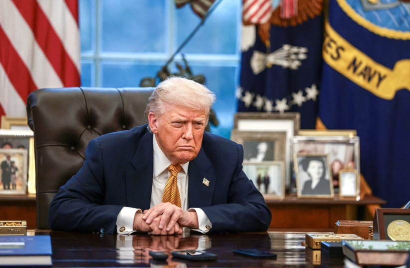 US President Donald Trump seen in the Oval Office in the White House in Washington, DC, US, January 14, 2026