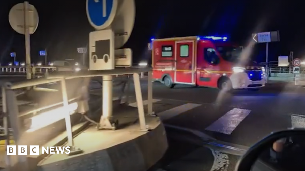 Two airlifted to hospital after bus collides with train stopped on French side of Channel Tunnel