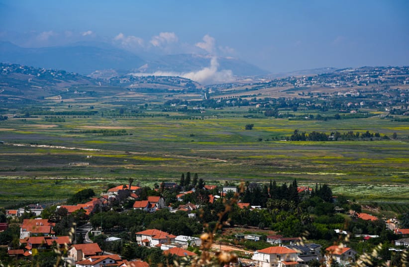 Explosions and smoke rise following Israeli airstrikes in southern Lebanon, as seen from the Israel-Lebanon border, June 01, 2026.
