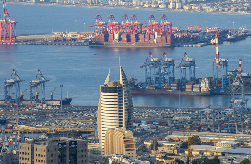 View of the Port of Haifa and the surrounding area in the northern Israeli city of Haifa, July 6, 2026.