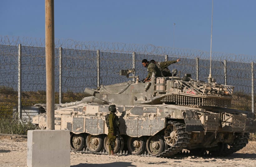 IDF soldiers and Merkava Tank in southern Israel, on the border with Gaza, November 11, 2024.