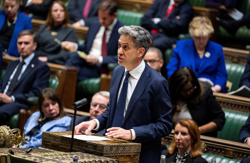Britain's Foreign Secretary Ed Miliband speaks at the House of Commons in London, Britain, September 8, 2026.