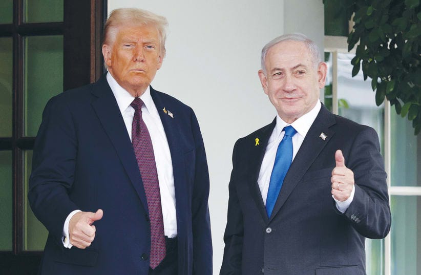 US PRESIDENT Donald Trump and Prime Minister Benjamin Netanyahu at the White House. Israel has a 28-month window before Trump leaves office to entrench the processes now underway in Iran, Gaza, and Lebanon, according to assessments heard at the MEAD conference in Washington.