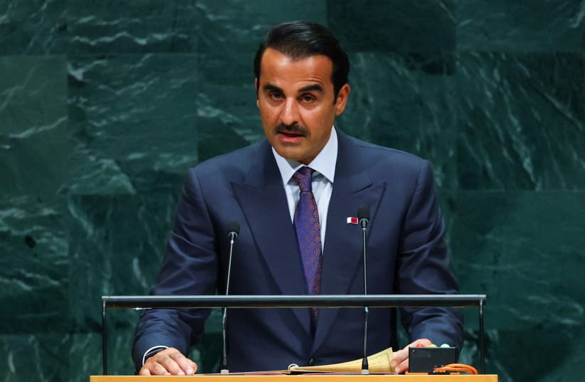 Qatar's Emir Sheikh Tamim bin Hamad Al Thani addresses the 81st United Nations General Assembly at UN headquarters in New York City, US, September 22, 2026.