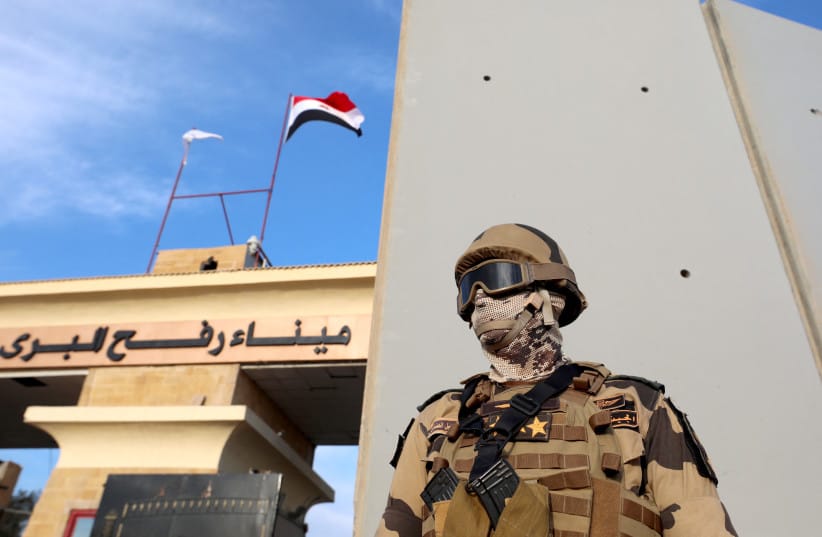 Military personnel stand guard on the day of Egyptian Prime Minister Mostafa Madbouly's visit to the Rafah border crossing between Egypt and the Gaza Strip, amid the ongoing conflict between Israel and Hamas, in Rafah, Egypt, October 31, 2023.