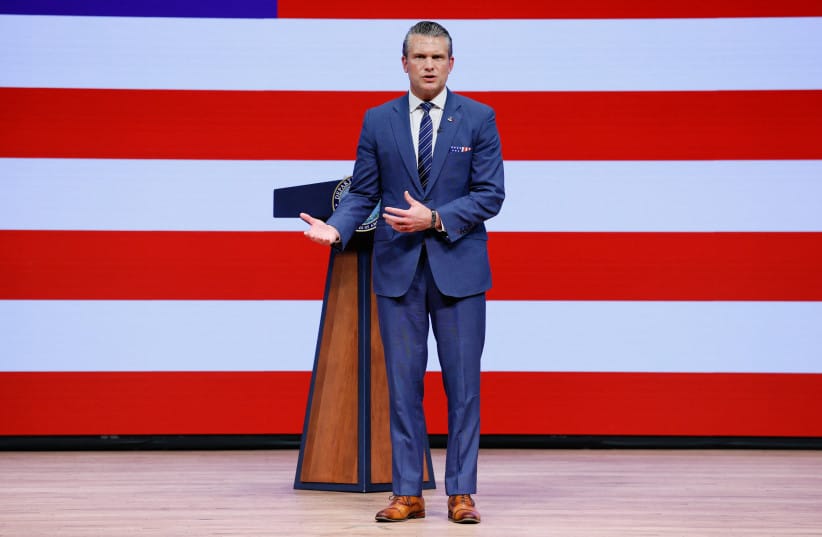 US Defense Secretary Pete Hegseth delivers his 2026 ''State of the Force'' address to US junior officers and enlisted leaders at Marine Corps Base Quantico in Quantico, Virginia, US, September 30, 2026.