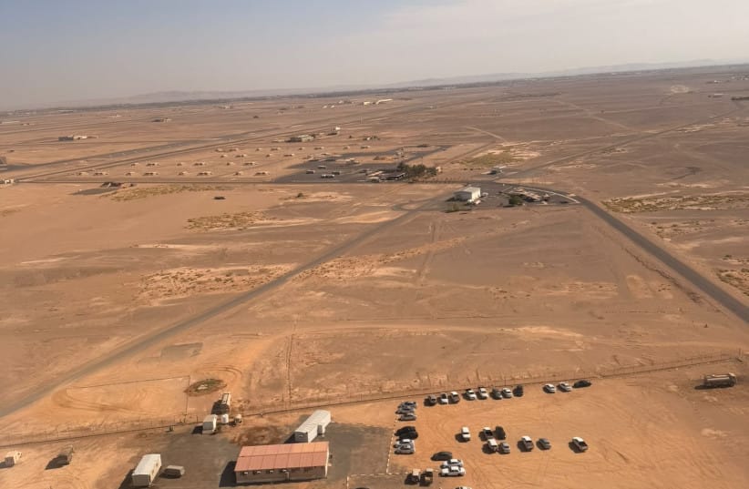View from flydubai flight 1073 as it approached Tabuk airport in Saudi Arabia.
