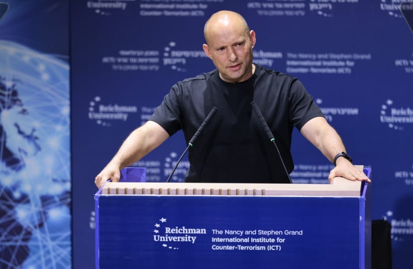 Former Prime Minister Naftali Bennett at the ICT’s Shabtai Shavit International Conference on Counter-Terrorism at Reichman University.