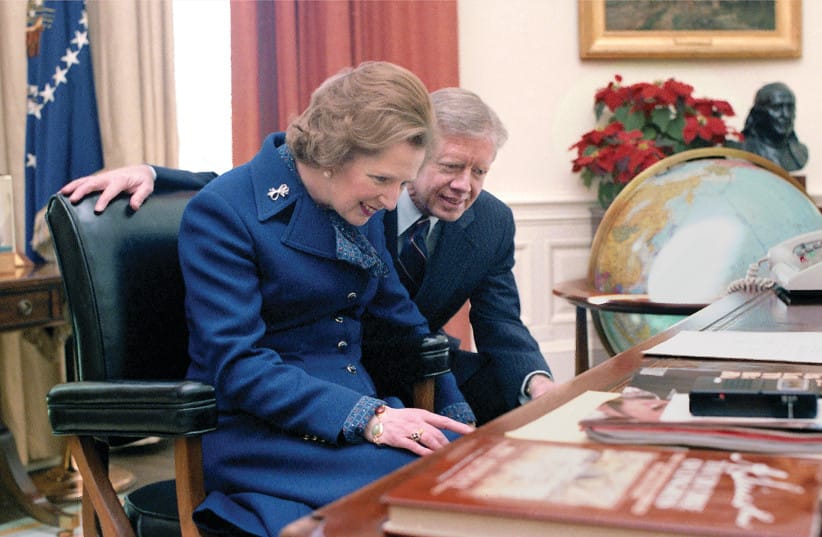 THEN-UK PRIME MINISTER Margaret Thatcher with US president Jimmy Carter in the Oval Office, 1979.