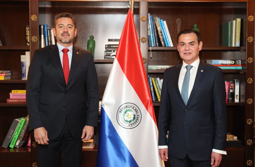 PARAGUAYAN VICE PRESIDENT Pedro Alliana (left) and Foreign Minister Rubén Ramírez Lezcano (right) during their visit to Israel to mark the third anniversary of the October 7 massacre.