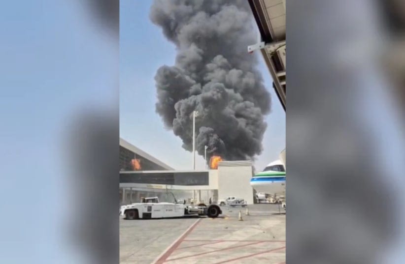 Smoke and flames rise from King Khalid Airport, after Yemen’s Iran-backed Houthis said they attacked the airport, in Riyadh, Saudi Arabia, October 8, 2026, in this screengrab obtained from a social media video.
