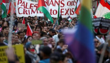 Protesters attend the "United for Palestine" demonstration in Berlin, Germany, October 10, 2026.