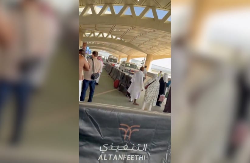 An ambulance is parked outside King Khalid International Airport after several people were wounded in an attack on the airport that forced a suspension of operations, according to Saudi Arabia's civil aviation authority, in Riyadh, Saudi Arabia, October 10, 2026.