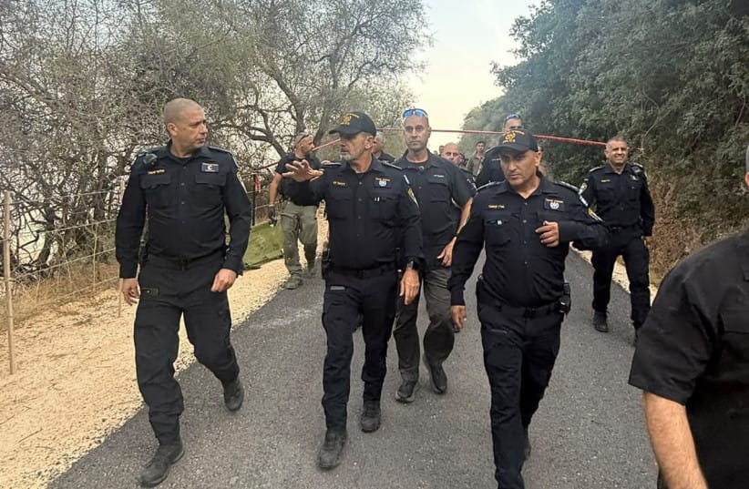 Israel Police Commissioner Daniel Levi alongside senior officers after unexploded Hezbollah ordnance detonated in northern Israel, October 12, 2026.