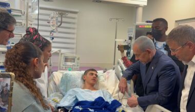 Prime Minister Benjamin Netanyahu and Education Minister Yoav Kisch visited one of the children who was wounded during the northern Israel explosion on Monday, October 12, 2026.