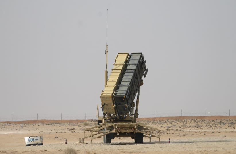 A Patriot missile battery is seen near Prince Sultan air base at al-Kharj on February 20, 2020; Illustrative.