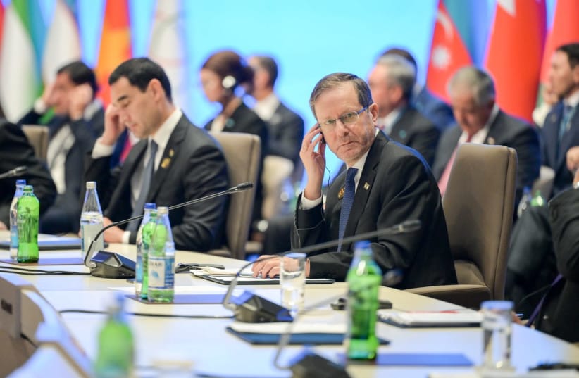 President Isaac Herzog at Seventh Summit of the Conference on Interaction and Confidence Building Measures in Asia (CICA) in Baku.