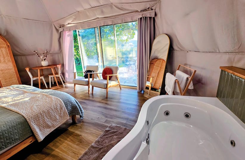 Kabir tzimmer: Each suite has its own jacuzzi or tub, with a private terrace looking out over the vines.