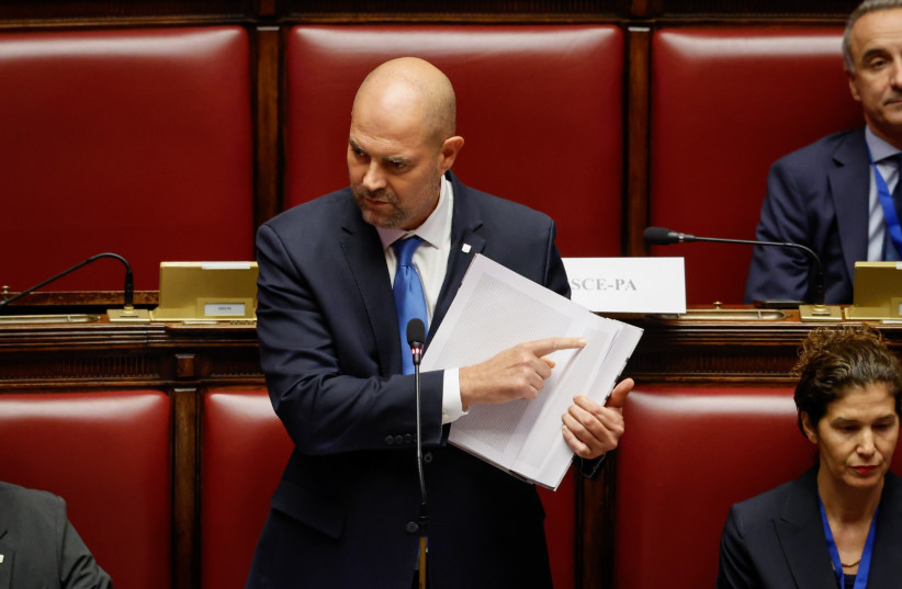 Knesset Speaker Amir Ohana speaks at the Council of Europe, October 15, 2026.