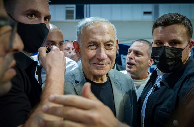 Prime Minister and Likud party chairman Benjamin Netanyahu visits supporters in the northern Israeli city of Haifa, ahead of Israel’s upcoming general elections, October 14, 2026.