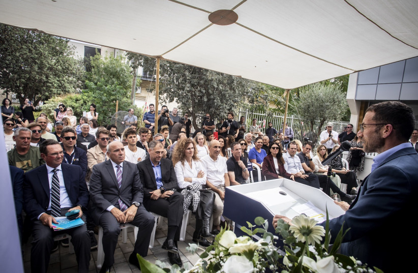 Itzik Shmuli, Director General of UJA-Federation of New York in Israel, speaking at the ribbon cutting ceremony for the Mevo’ot HaHermon - Sheba Clinic, UJA NY Home, October 14, 2026.