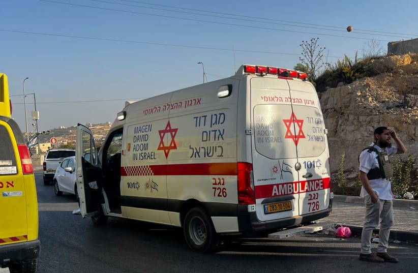 An ambulance at the scene of a terror shooting in the West Bank, October 23, 2026.