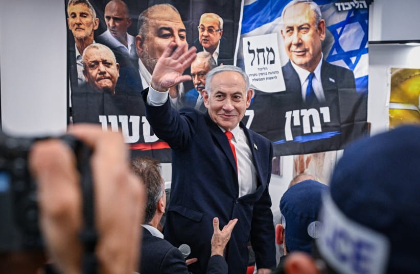 Prime Minister and Likud party chairman Benjamin Netanyahu visits the Hatikva Market in Tel Aviv as part of the Likud party’s election campaign ahead of Israel’s upcoming general elections, October 22, 2026.