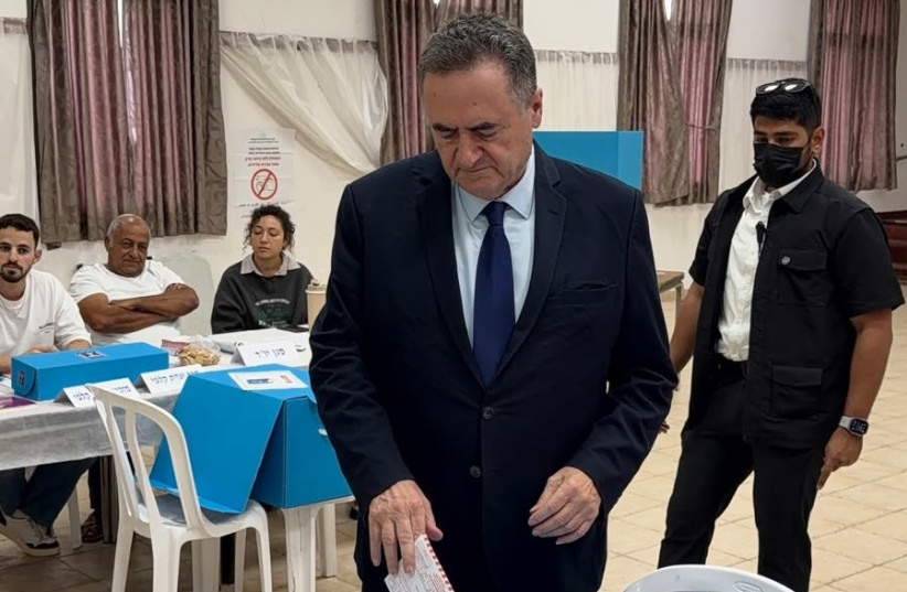 Defense Minister Israel Katz casts his ballot, October 27, 2026.