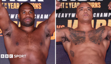 Daniel Dubois and Fabio Wardley pose for the cameras after weighing in
